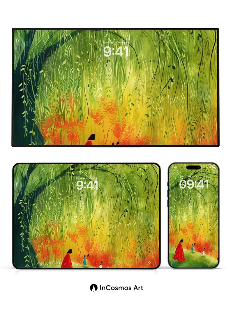 Whispering Canopy Wallpaper with Dappled Light