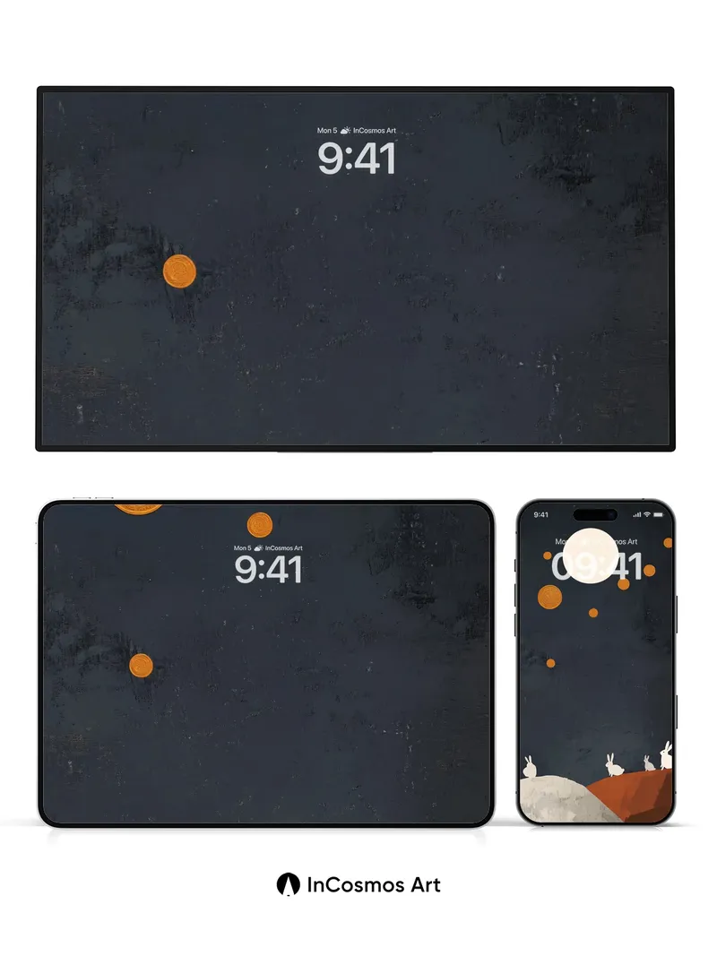 Moonlit Hare Wallpaper with Golden Coins