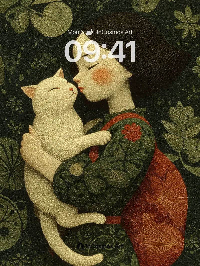 Serenity Embrace Wallpaper with Textured Folklore