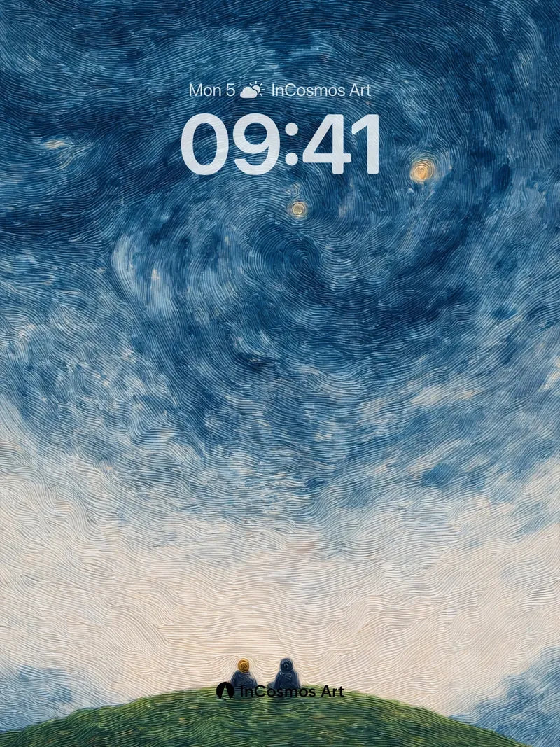 Whirling Night Sky Wallpaper with Starlit Solitude