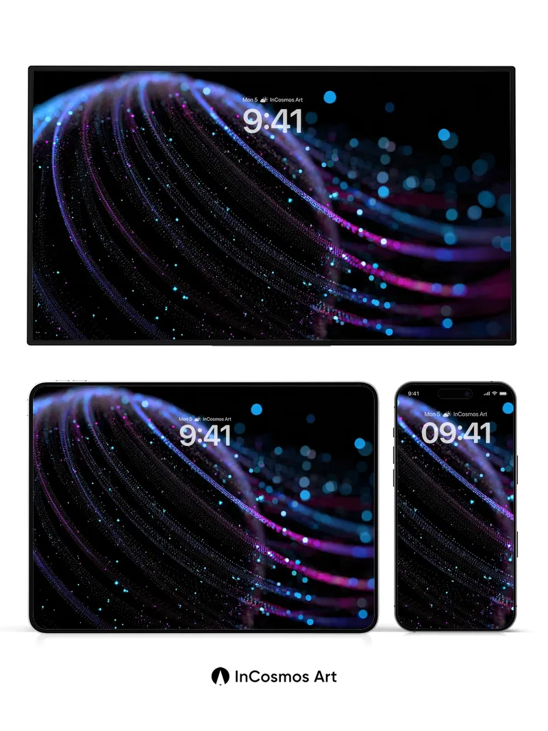 Neon Veil Wallpaper with Cosmic Threads