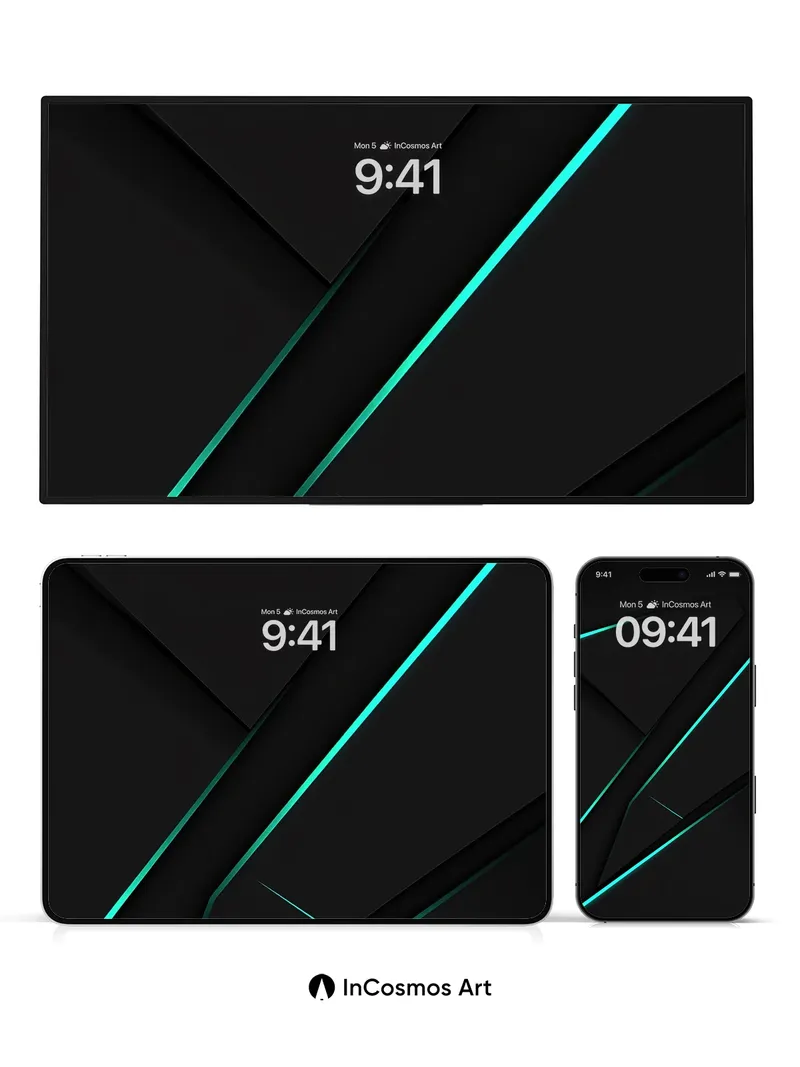 Neon Edge Wallpaper with Geometric Shadows