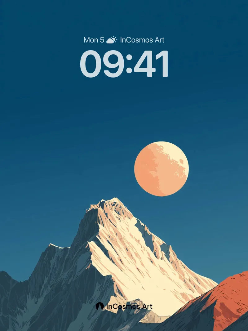 Serene Summit Wallpaper with Moonlit Geometry