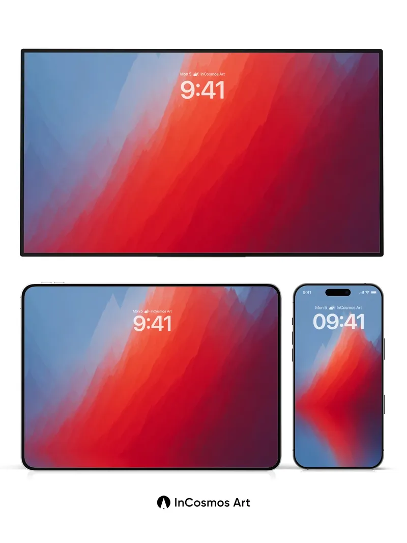 Crimson Summit Wallpaper with Gradient Peaks