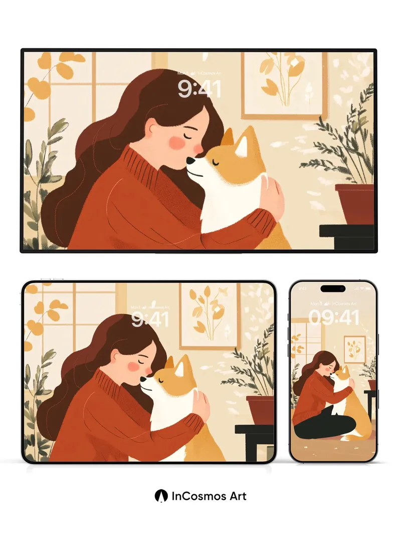 Serenity Hug Wallpaper with Autumn Whispers