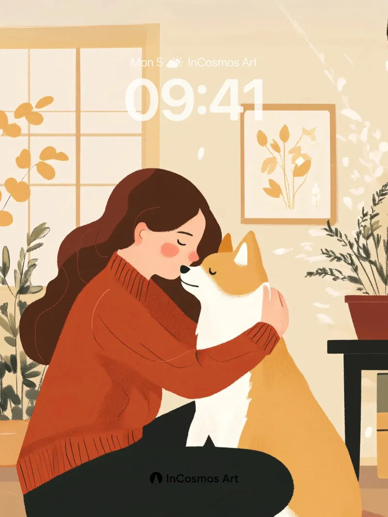 Serenity Hug Wallpaper with Autumn Whispers