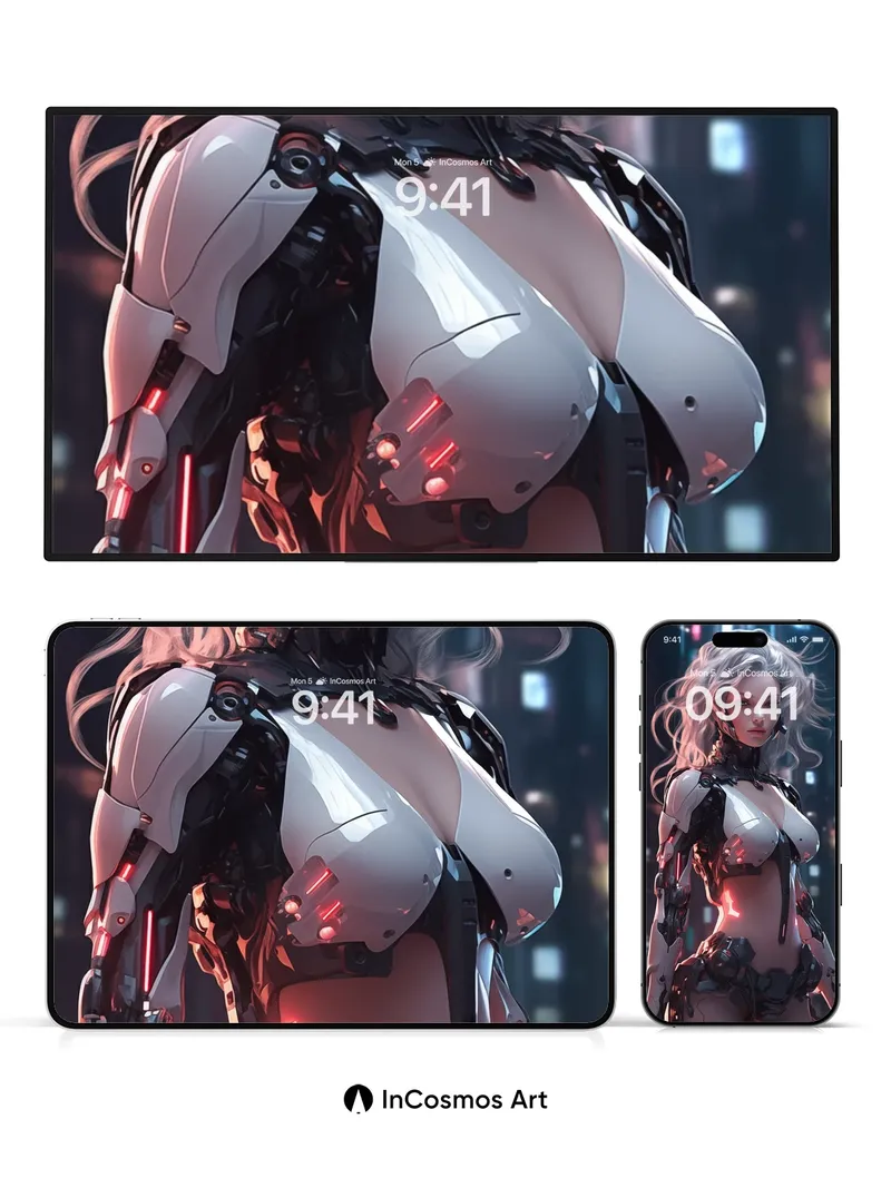 Neon Pulse Wallpaper with Cybernetic Grace