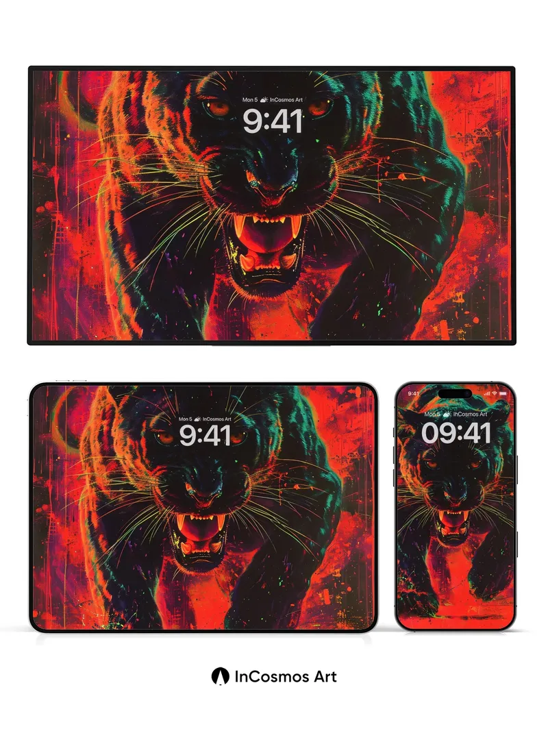 Feral Neon Wallpaper with Electric Shadows