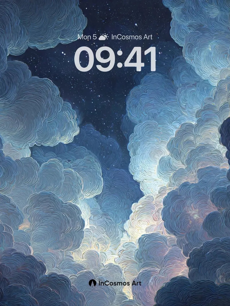 Midnight Cloud Drift Wallpaper in Soft Haze wallpaper for iPhone, iPad & Mac
