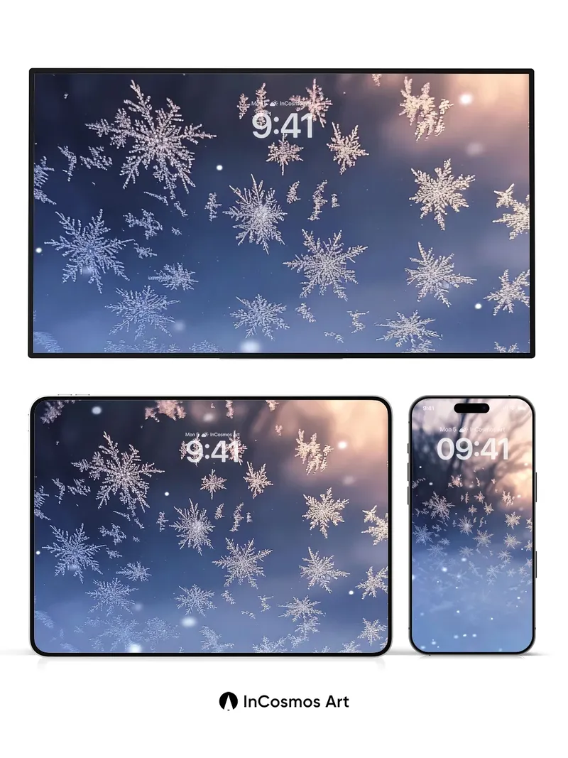 Silent Snowfall Wallpaper with Golden Hues