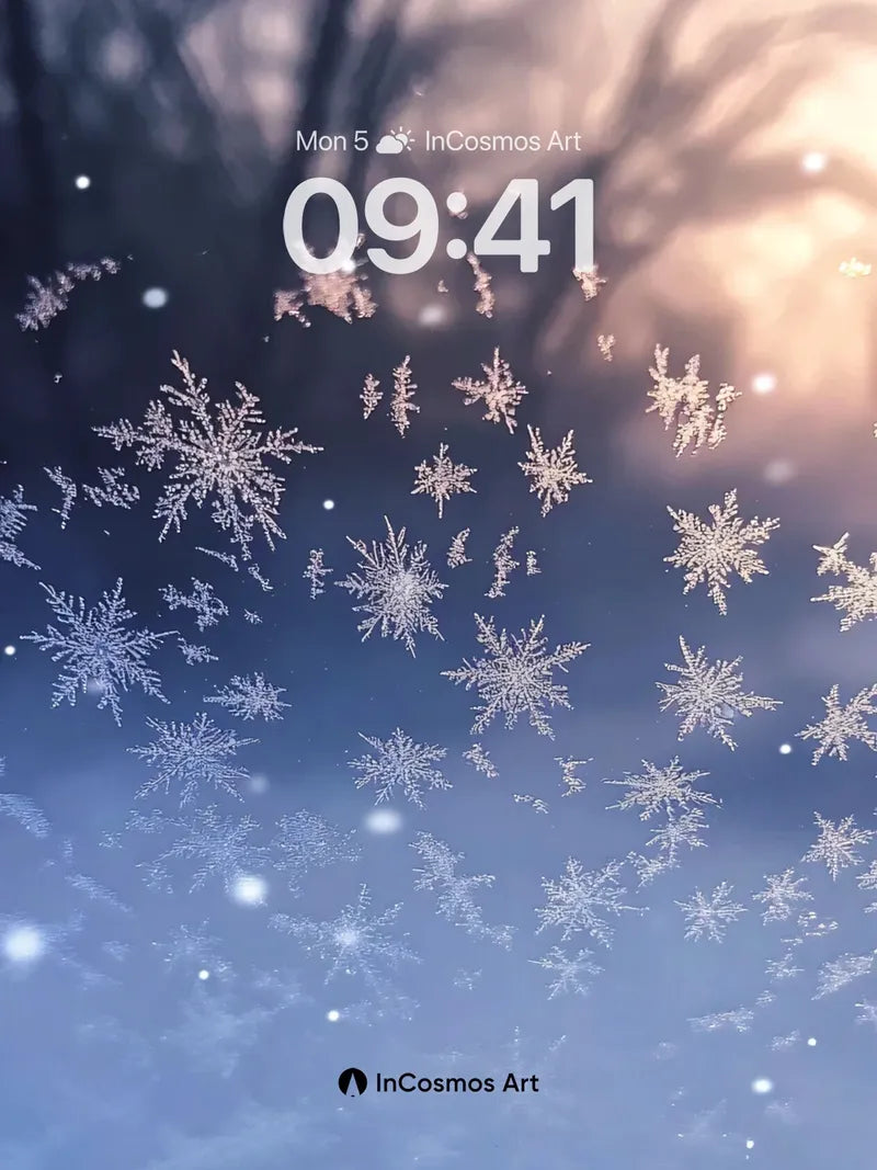 Silent Snowfall Wallpaper with Golden Hues