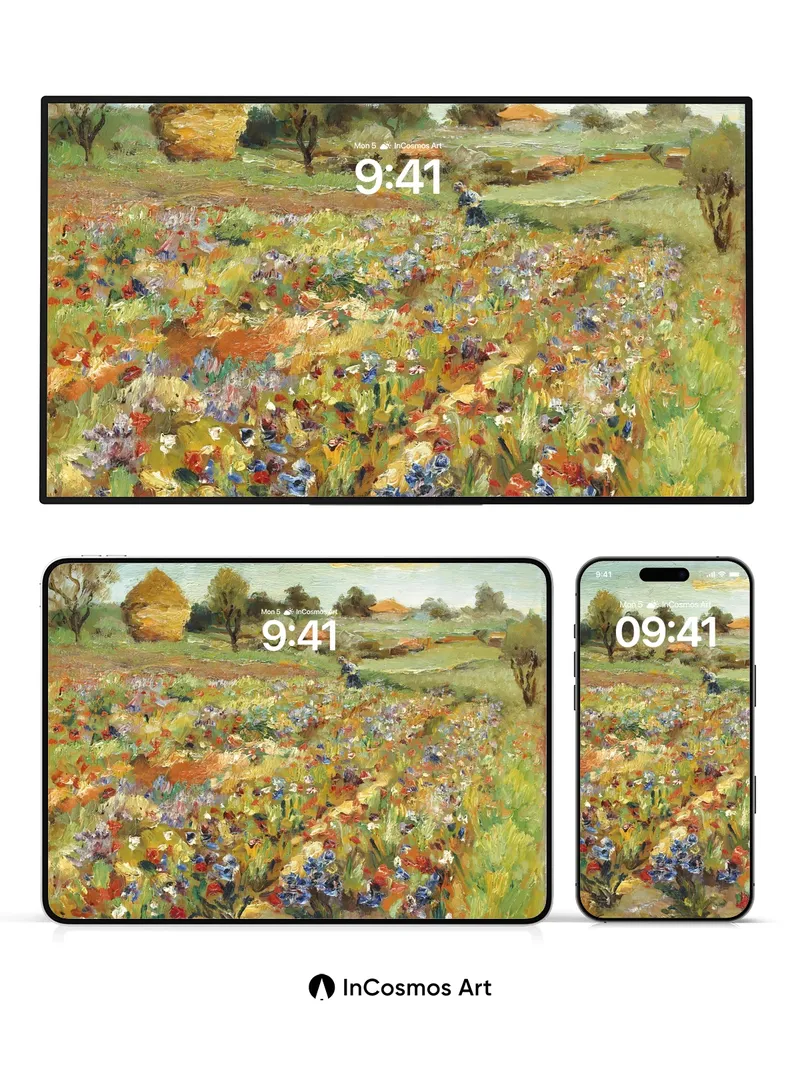 Golden Hush Floral Wallpaper with Haystack Whisper