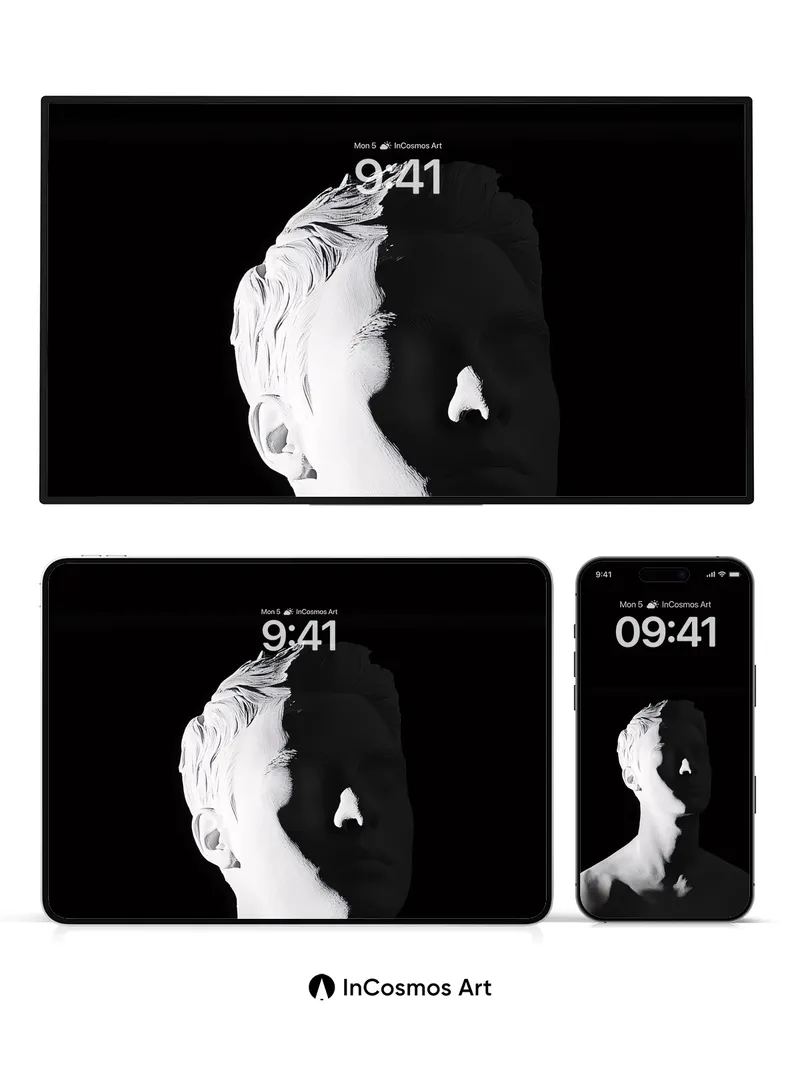 Shadow Sculpture Wallpaper with Monochrome Contrast