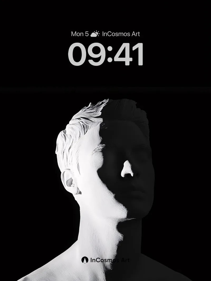 Shadow Sculpture Wallpaper with Monochrome Contrast