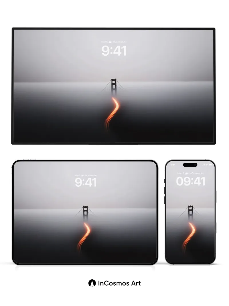 Fogbound Bridge Wallpaper with Ember Trail