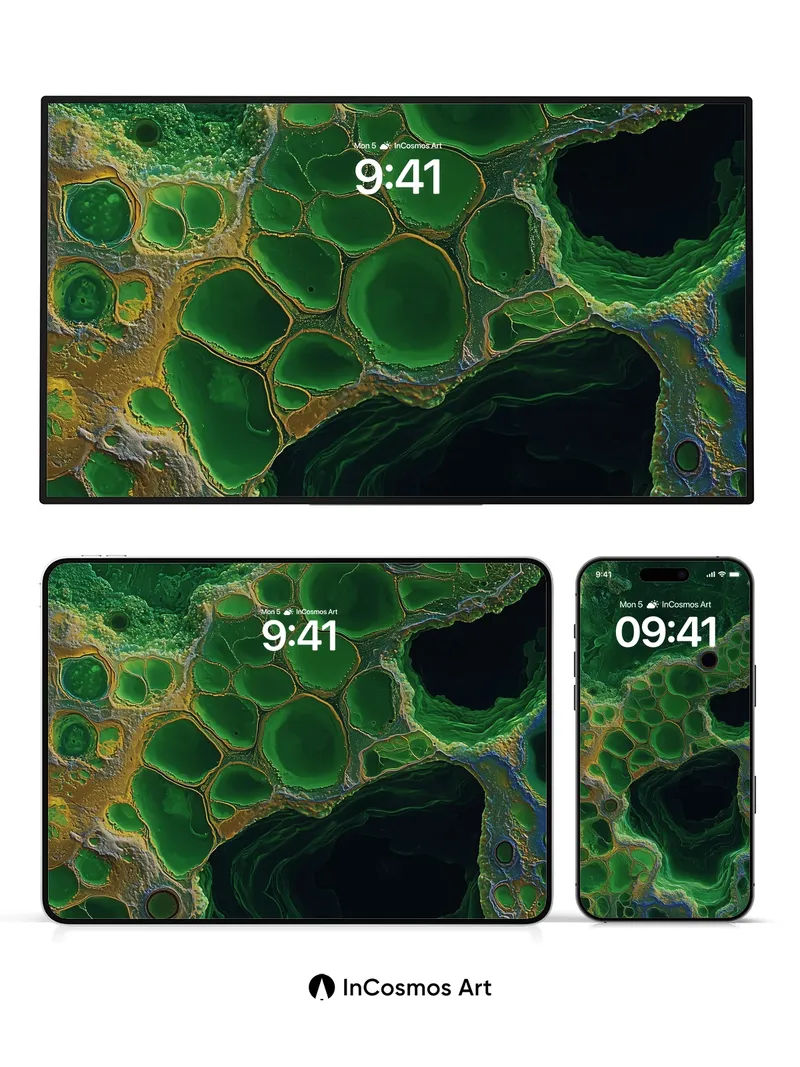 Emerald Abyss Wallpaper with Living Veins