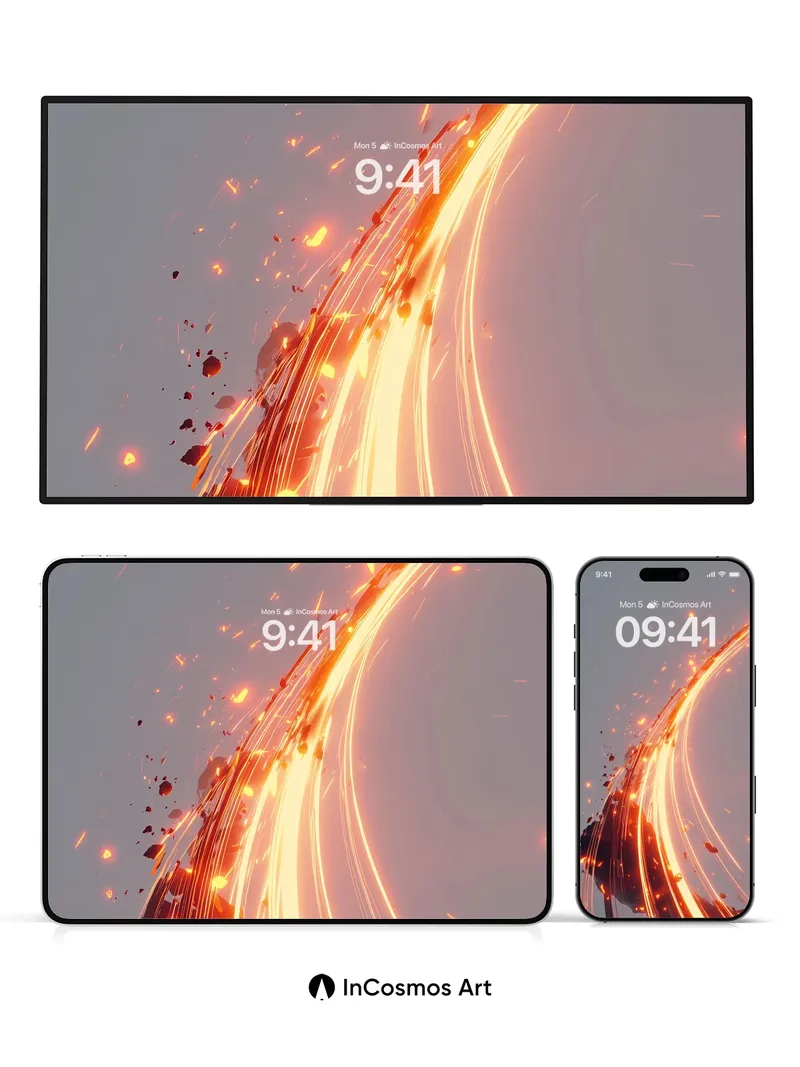 Fusion Orbit Wallpaper with Ember Trails