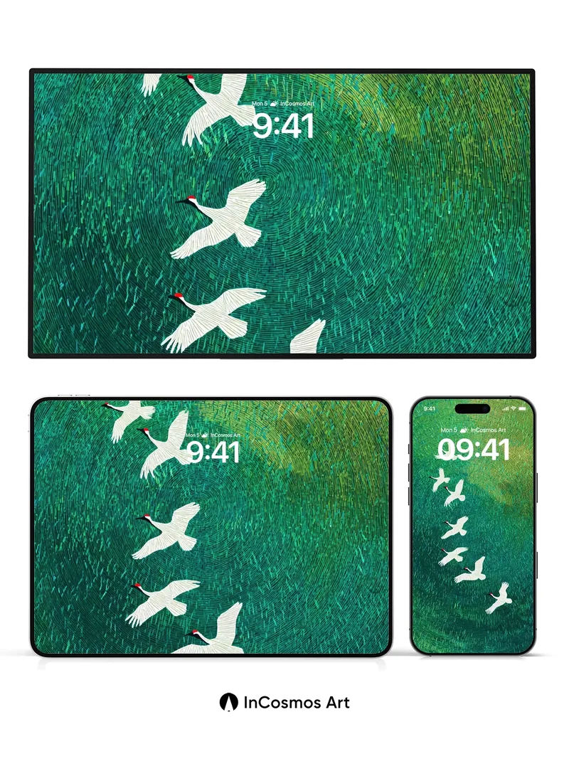 Serenity Flight Wallpaper with Emerald Whirlpool