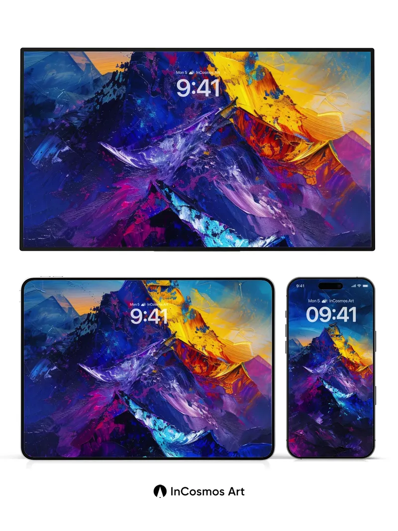 Cosmic Summit Wallpaper with Electric Veins