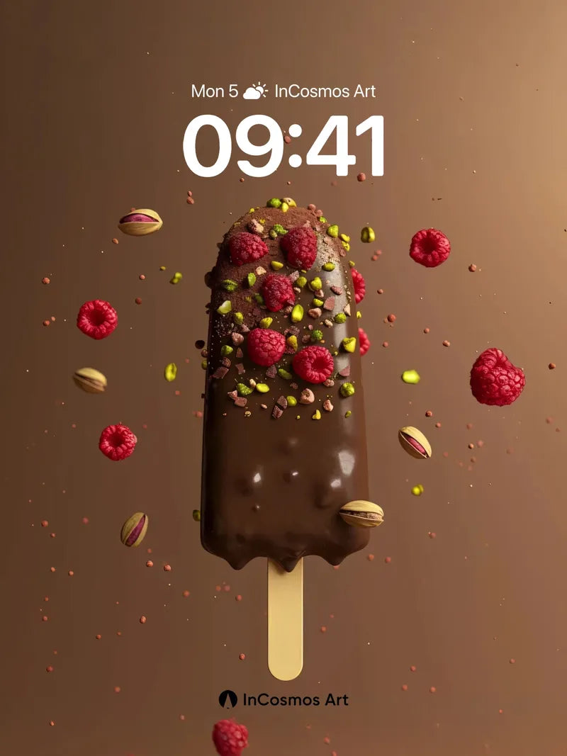 Chocolate Cascade Wallpaper with Floating Berries wallpaper for iPhone, iPad & Mac