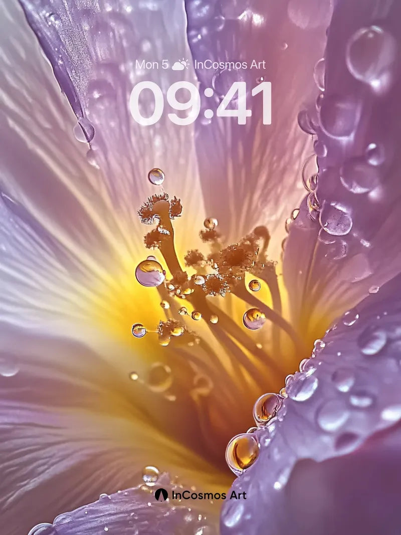 Luminous Dewdrop Wallpaper with Petal Veins