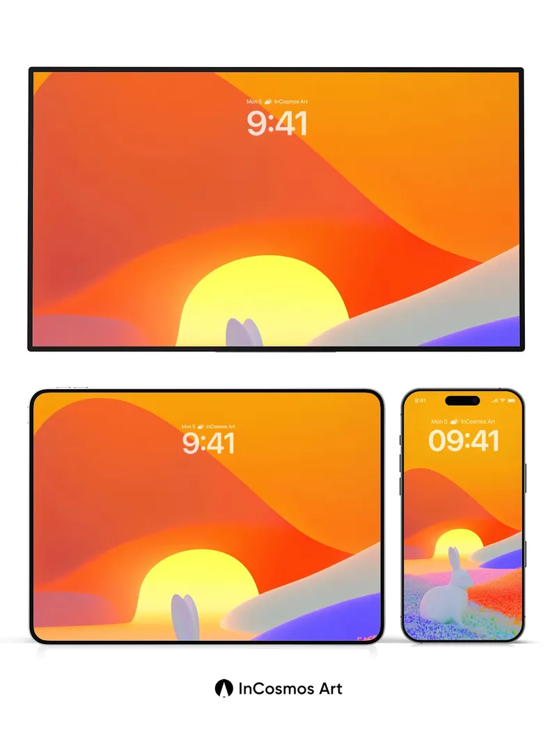 Serenity Hare Wallpaper with Rainbow Dunes