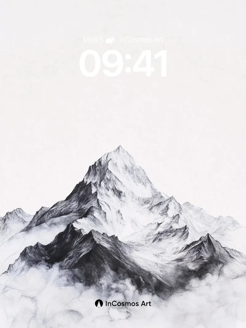 Silent Summit Wallpaper in Ink and Mist