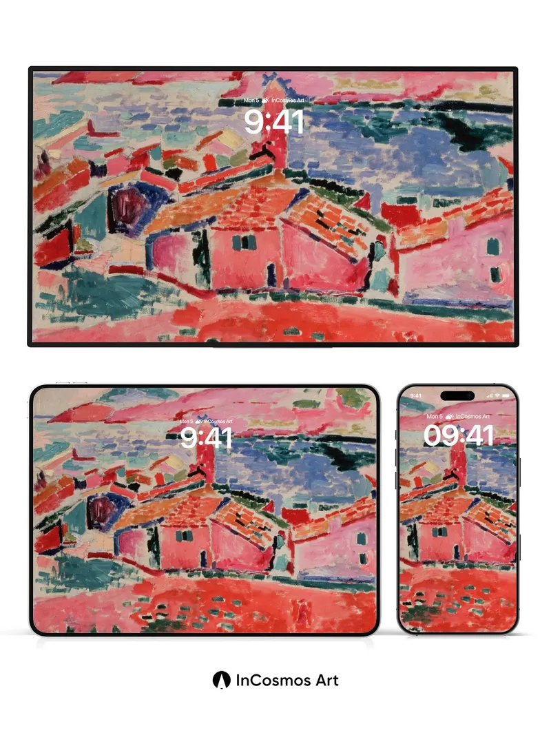 Crimson Village Wallpaper with Matisse Vibrancy