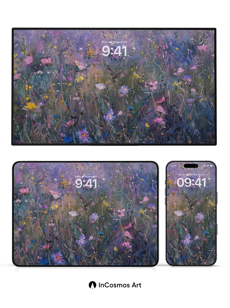 Whispering Meadow Wallpaper with Ethereal Hues