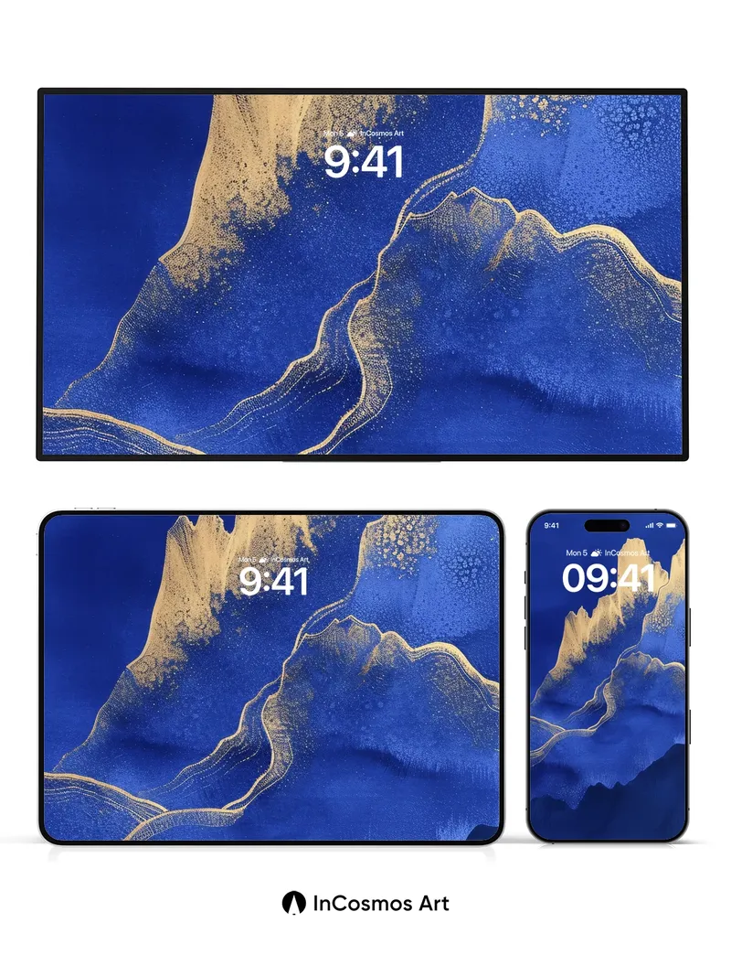 Luminous Mountain Wallpaper with Gold Veins