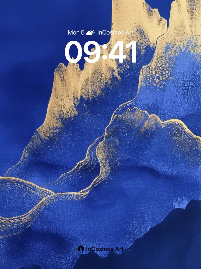 Luminous Mountain Wallpaper with Gold Veins