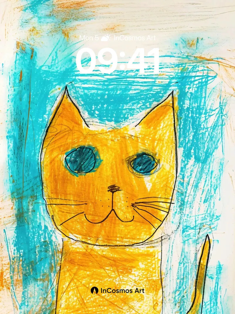 Golden Gaze Wallpaper with Turquoise Frame