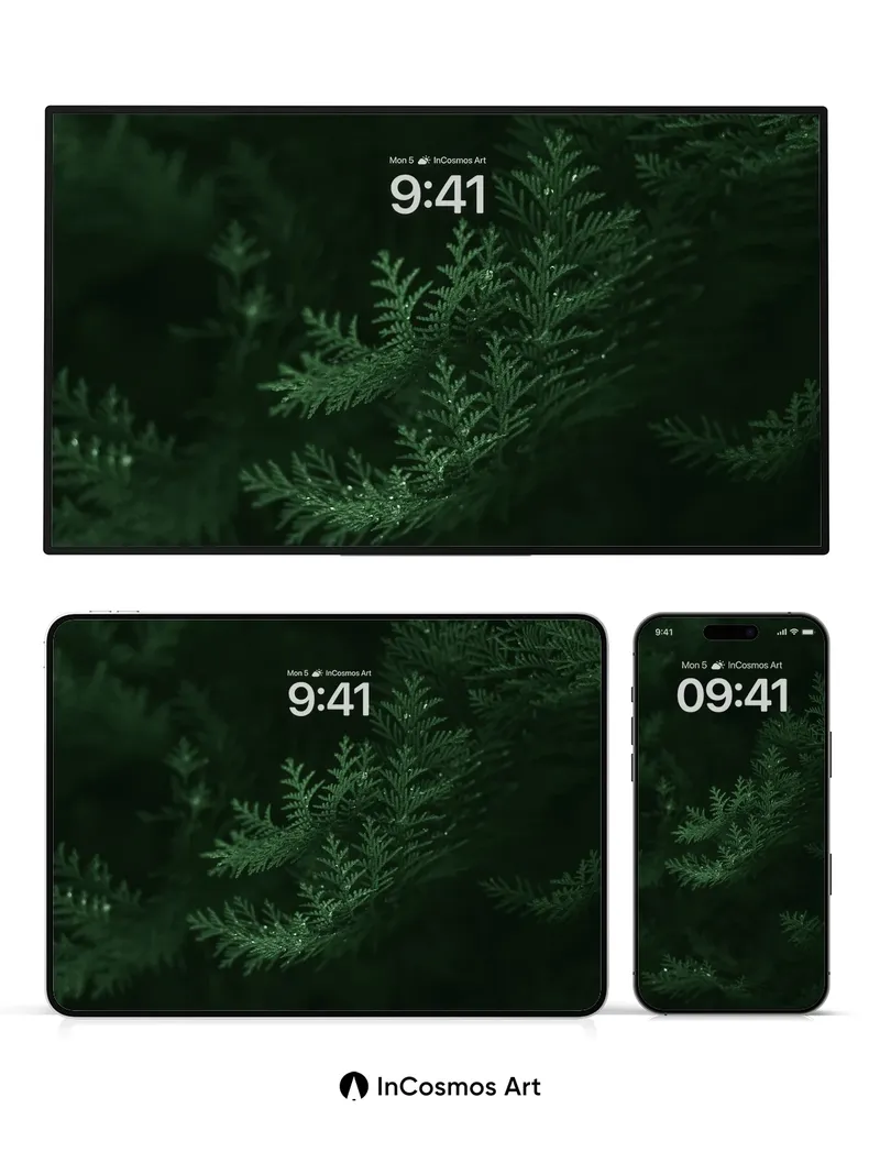 Whispering Fern Wallpaper with Dew-Kissed Needles