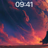 Crimson Horizon Wallpaper with Celestial Silhouette wallpaper for iPhone, iPad & Mac