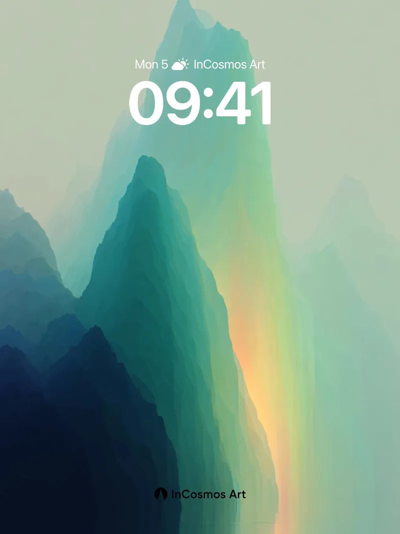 Spectral Summit Wallpaper with Ethereal Light Veil