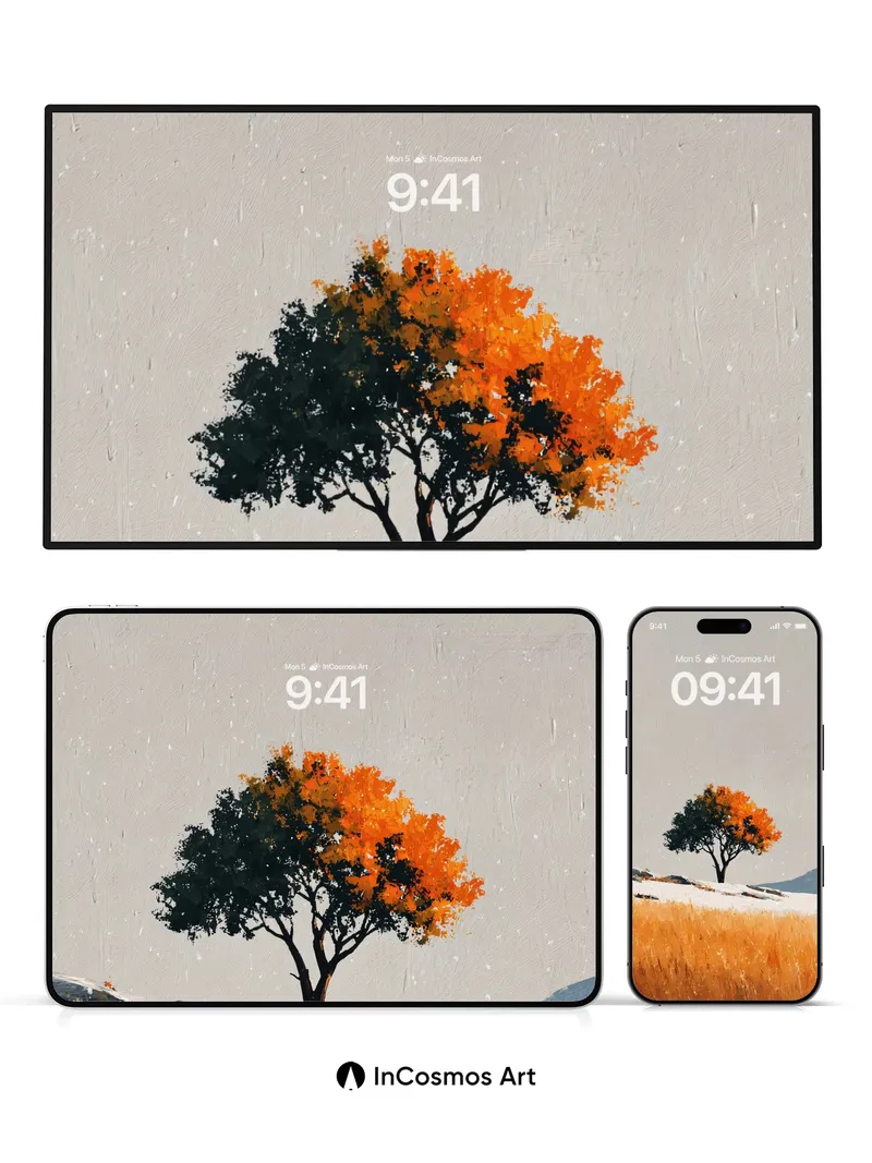 Autumn Whisper Wallpaper with Snow-Kissed Canopy