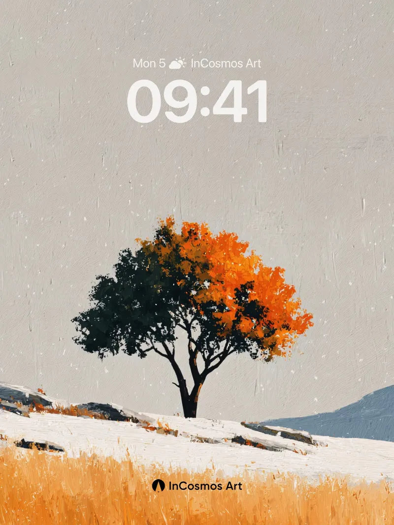 Autumn Whisper Wallpaper with Snow-Kissed Canopy