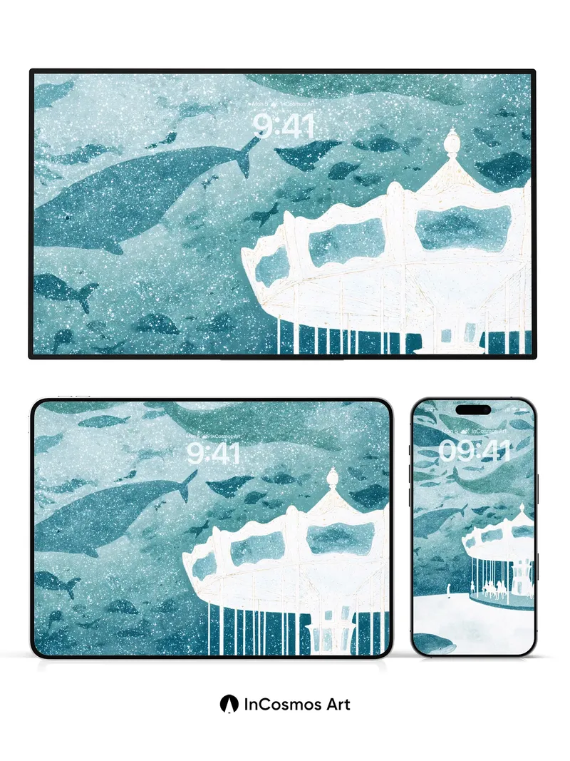 Whispering Carousel Wallpaper with Oceanic Drift