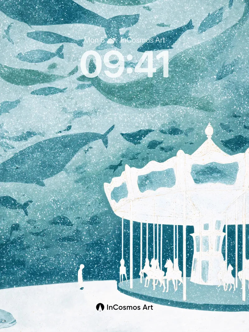 Whispering Carousel Wallpaper with Oceanic Drift wallpaper for iPhone, iPad & Mac
