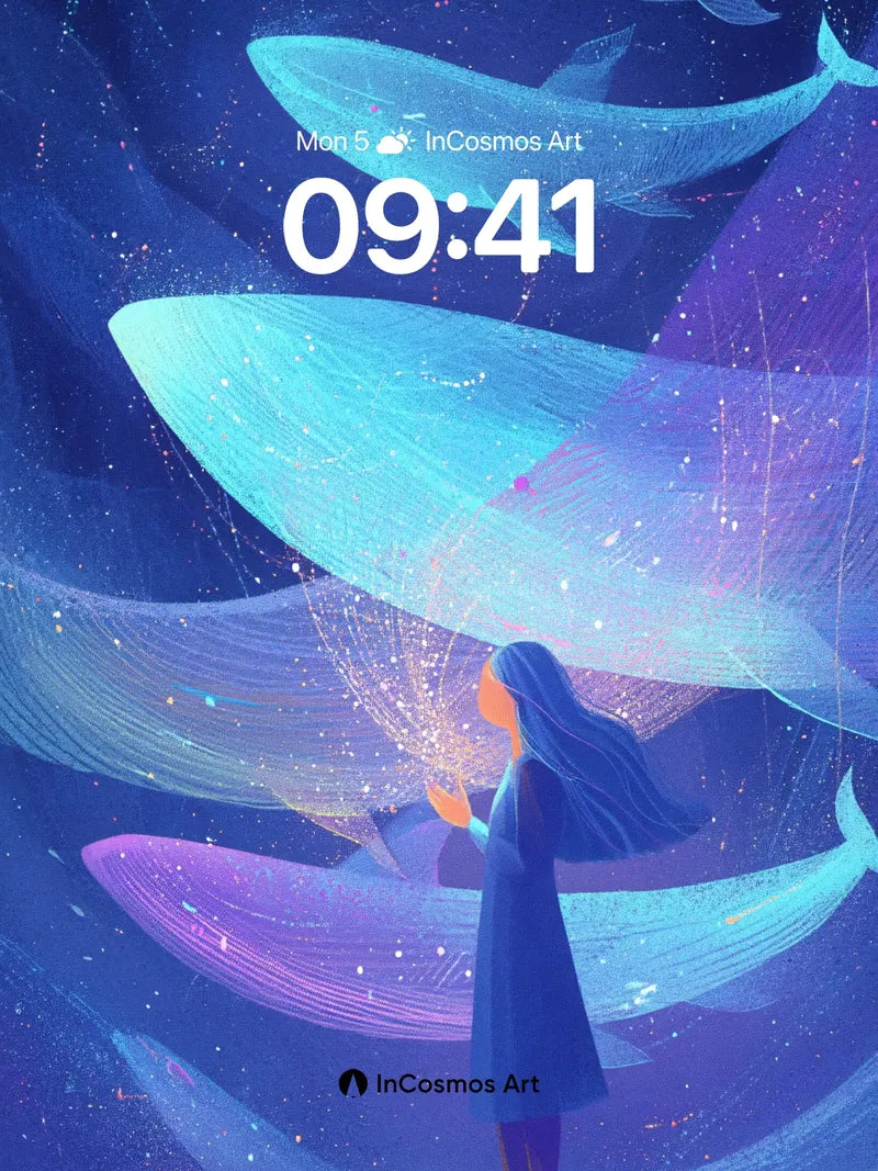 Stellar Whale Wallpaper with Cosmic Threads