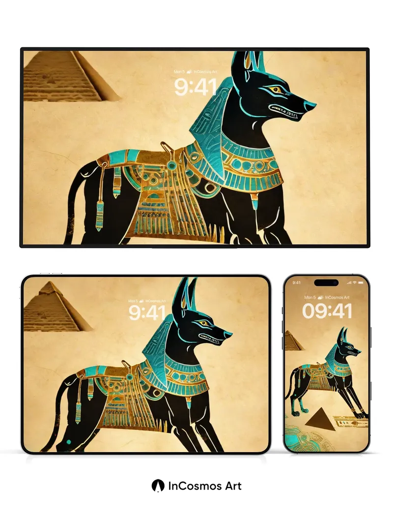 Golden Mirage Wallpaper with Anubis Reverie