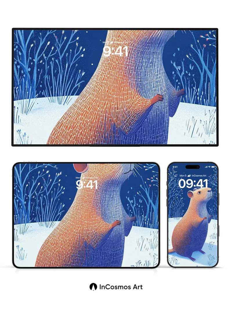 Whispering Snow Rat Wallpaper with Threaded Light