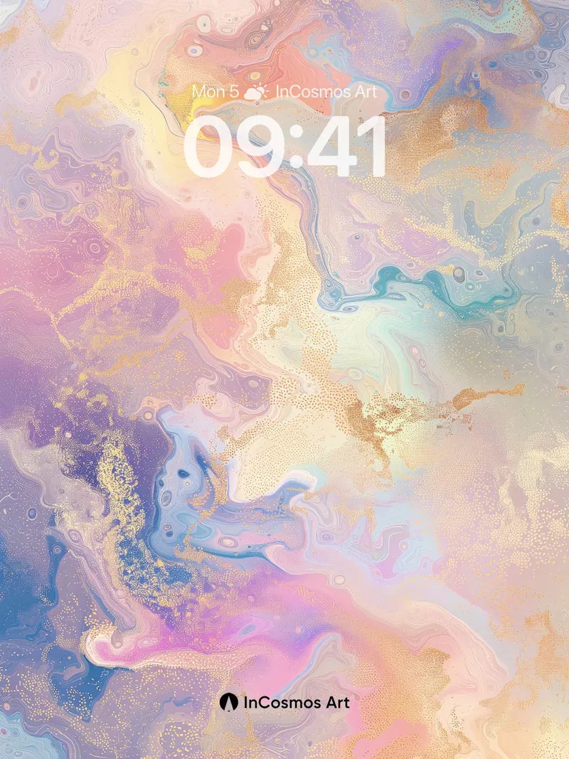 Luminous Ebb Wallpaper with Golden Veins