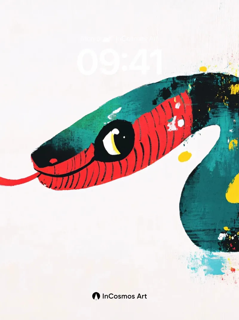 Vibrant Serpent Wallpaper with Paint-Splashed Energy