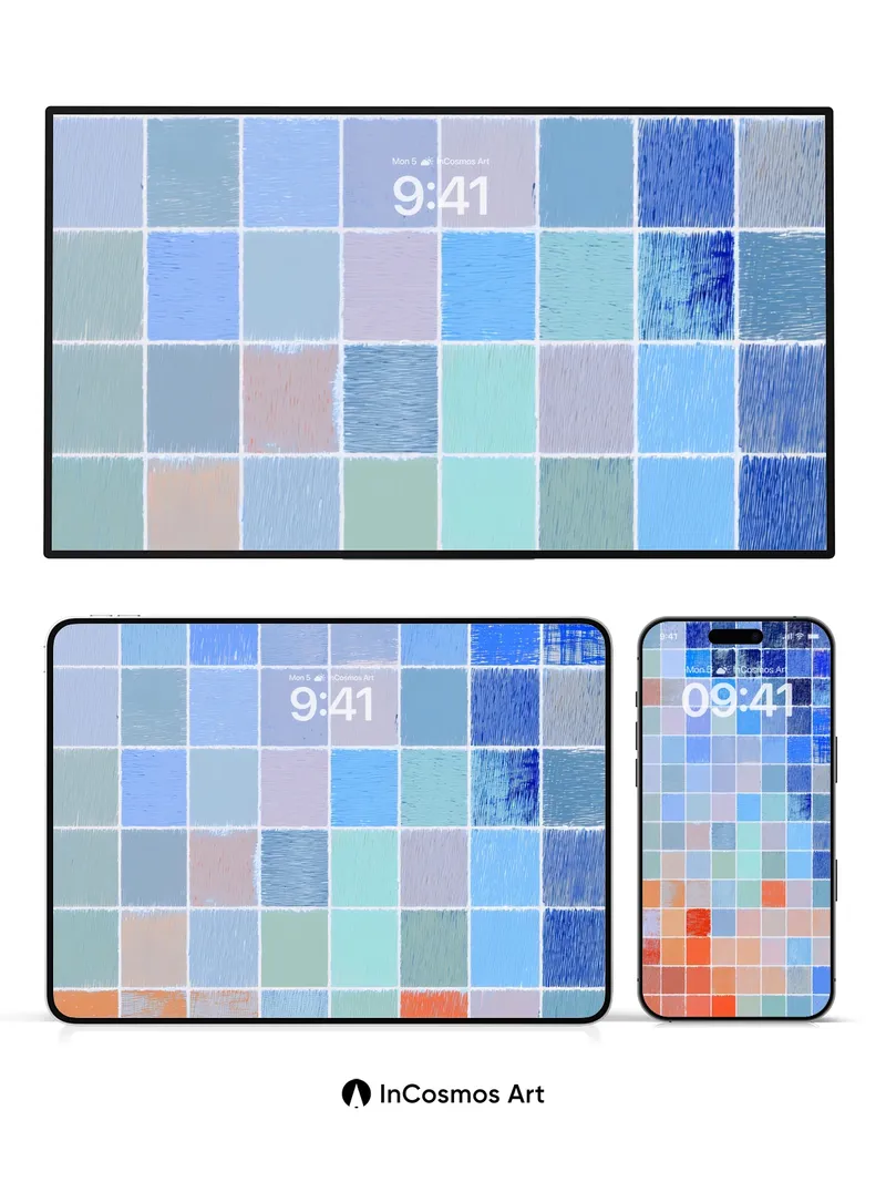 Chromatic Grid Wallpaper with Soft Gradient