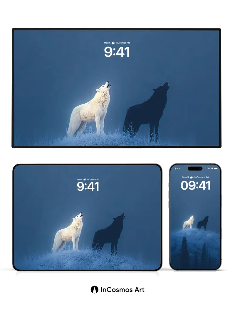 Frost Echo Wallpaper with Dual Howls