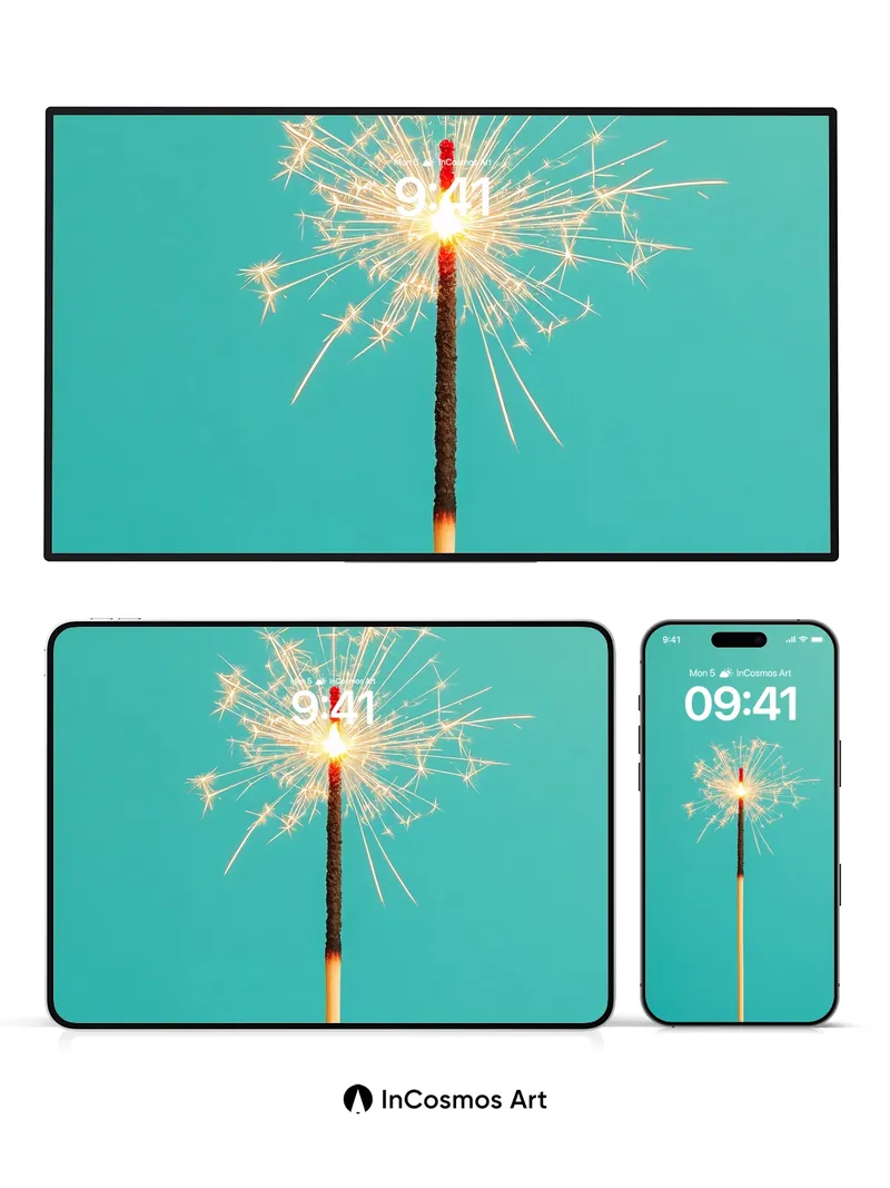 Flickering Ember Wallpaper with Sparkling Light Trails