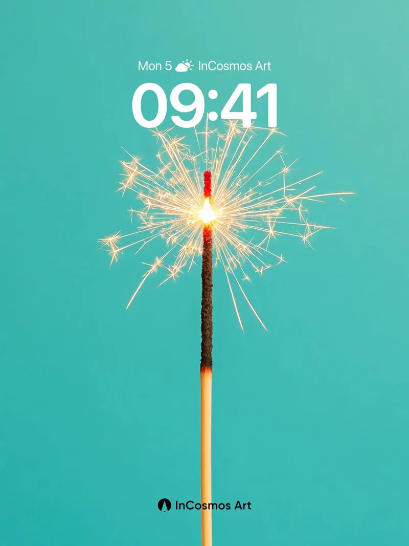 Flickering Ember Wallpaper with Sparkling Light Trails