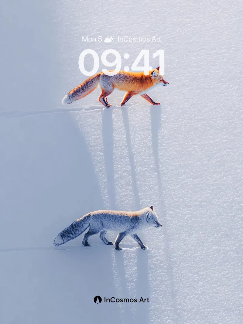 Silent Snowfox Wallpaper with Dual Shadows