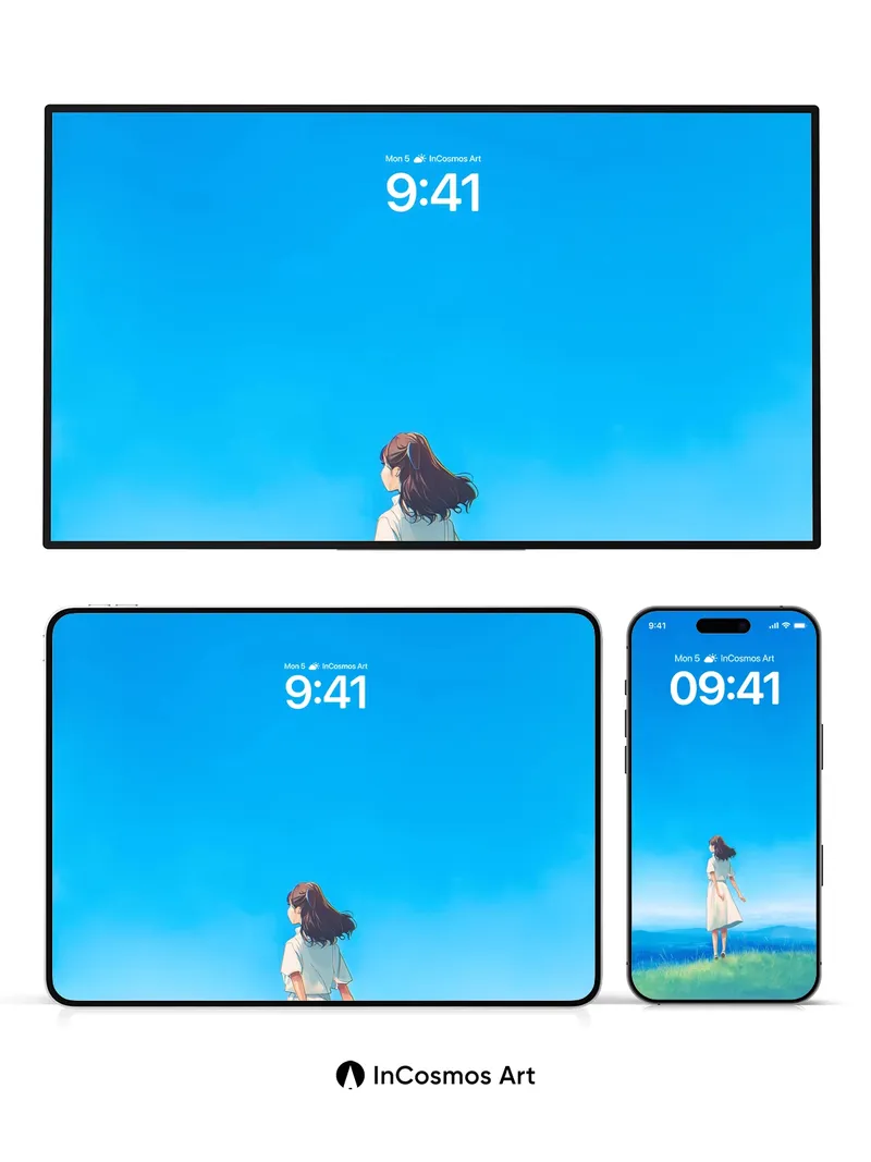 Serenity Horizon Wallpaper with Floating Light